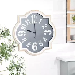 Black Metal Quatrefoil Farmhouse Wall Clock