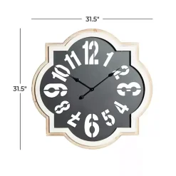 Black Metal Quatrefoil Farmhouse Wall Clock
