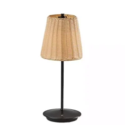 Black Metal Rattan Shade Cordless Table Lamp