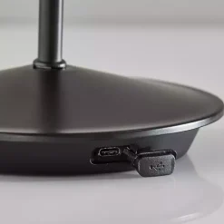 Black Metal Rattan Shade Cordless Table Lamp