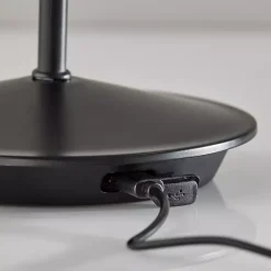 Black Metal Rattan Shade Cordless Table Lamp