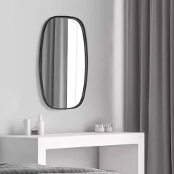 Black Metal Rectangular Wall Mirror, 18x31.5 in.