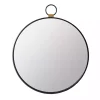 Black Metal Round Top Loop Wall Mirror