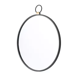 Black Metal Round Top Loop Wall Mirror