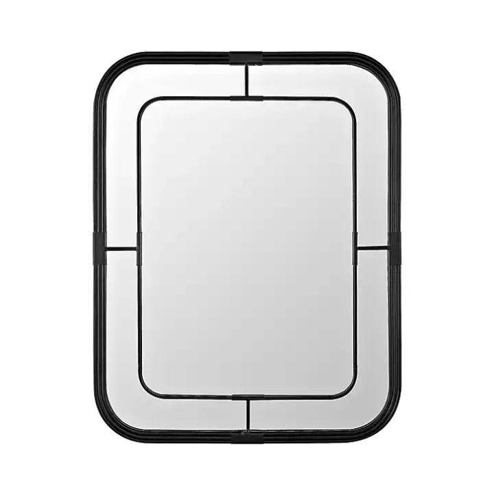 Black Metal Rounded Corner Frame Wall Mirror