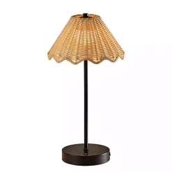 Black Metal Scalloped Shade Cordless Table Lamp