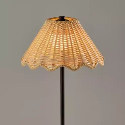 Black Metal Scalloped Shade Cordless Table Lamp