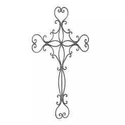 Black Metal Scroll Cross Wall Plaque