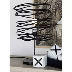 Black Metal Swirl Table Lamp