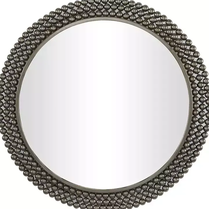 Black Metal Tiered Bead Frame Wall Mirror