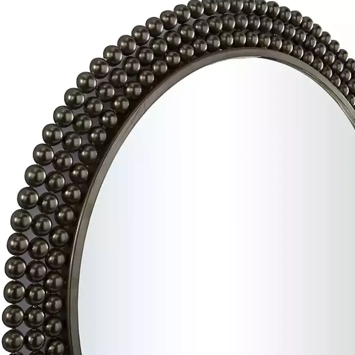 Black Metal Tiered Bead Frame Wall Mirror