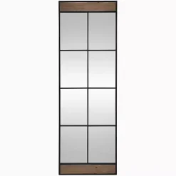 Black Metal Window Grid Standing Mirror