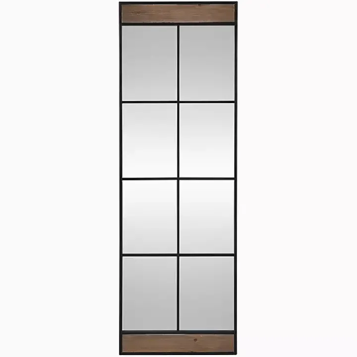 Black Metal Window Grid Standing Mirror