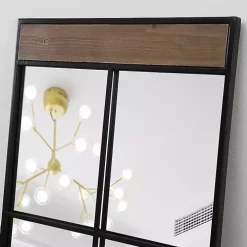 Black Metal Window Grid Standing Mirror