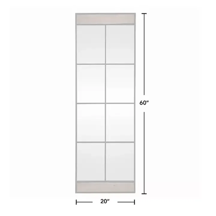 Black Metal Window Grid Standing Mirror