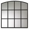 Black Metal Windowpane Arched Wall Mirror