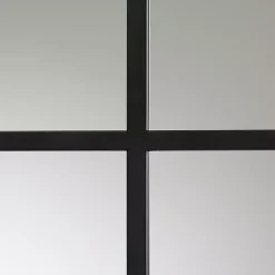 Black Metal Windowpane Arched Wall Mirror