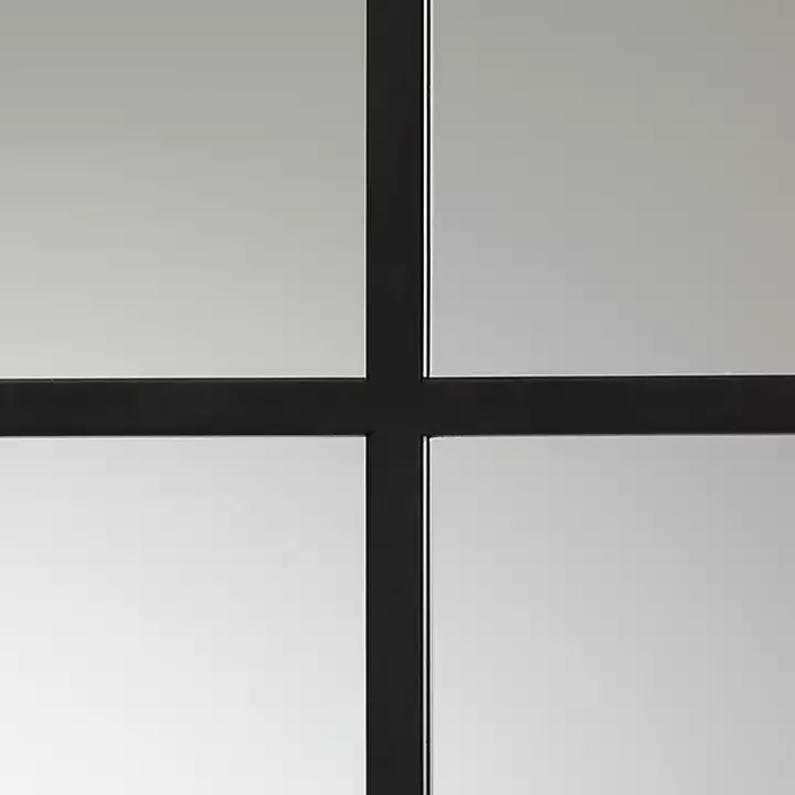 Black Metal Windowpane Arched Wall Mirror