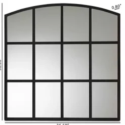 Black Metal Windowpane Arched Wall Mirror