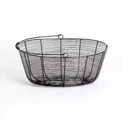 Black Metal Wire Basket with Handle