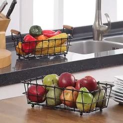 Black Metal Wire Stackable Kitchen Baskets