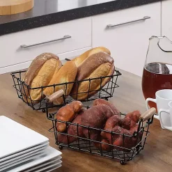 Black Metal Wire Stackable Kitchen Baskets