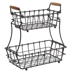 Black Metal Wire Stackable Kitchen Baskets