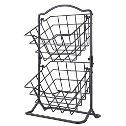 Black Metal Wire 2-Tier Square Kitchen Basket
