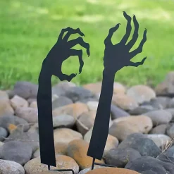 Black Metal Zombie Halloween Lawn Stakes, Set of 2