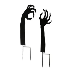 Black Metal Zombie Halloween Lawn Stakes, Set of 2