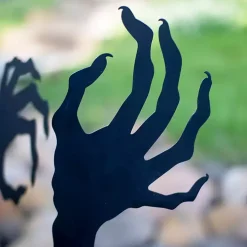 Black Metal Zombie Halloween Lawn Stakes, Set of 2