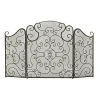 Black Metallic Scroll Three-Panel Fire Screen