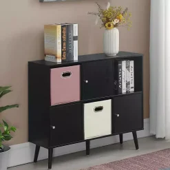 Black Mid-Century Modern Cubby Cabinet