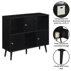 Black Mid-Century Modern Cubby Cabinet