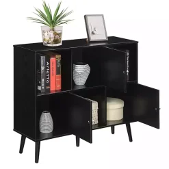Black Mid-Century Modern Cubby Cabinet