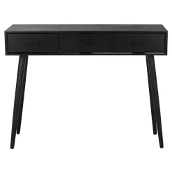 Black Mid-Century Modern 3-Drawer Console Table