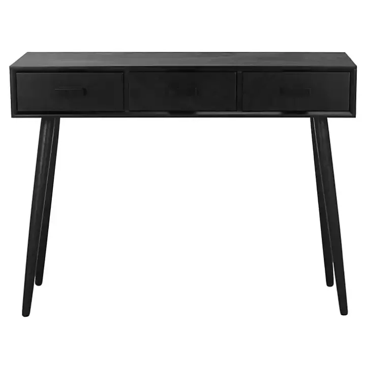 Black Mid-Century Modern 3-Drawer Console Table