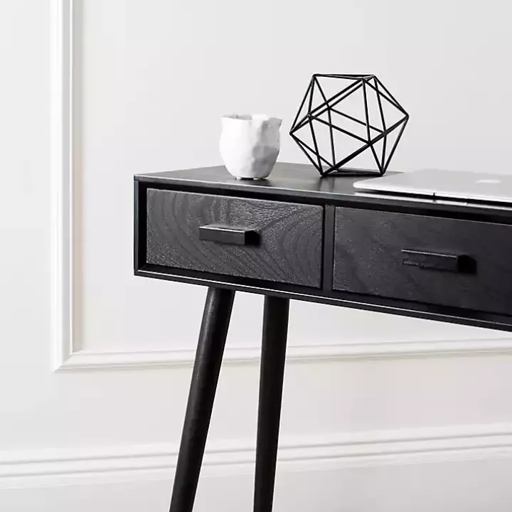 Black Mid-Century Modern 3-Drawer Console Table