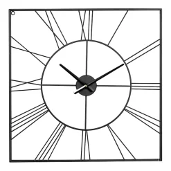 Black Minimal Square Open Face Clock