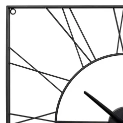 Black Minimal Square Open Face Clock