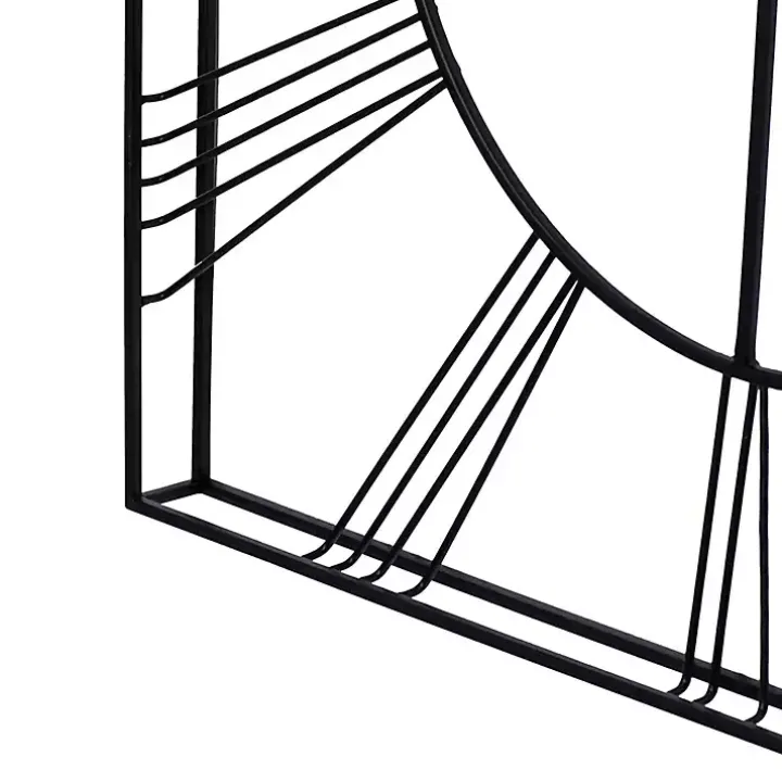 Black Minimal Square Open Face Clock