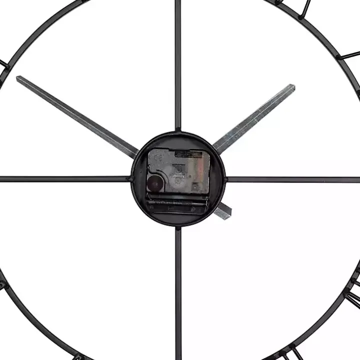 Black Minimal Square Open Face Clock