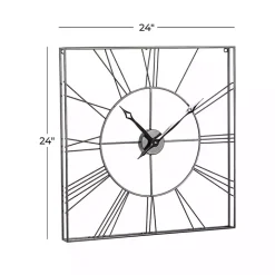 Black Minimal Square Open Face Clock
