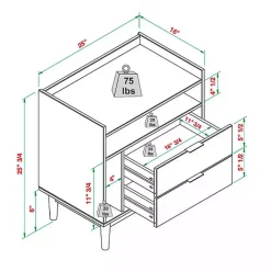 Black Modern Frame Wood Nightstand