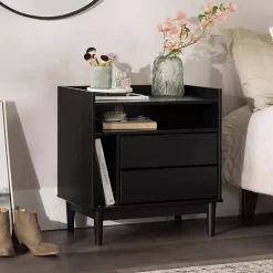 Black Modern Frame Wood Nightstand