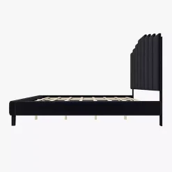 Black Modern Tufted Platform King Bed