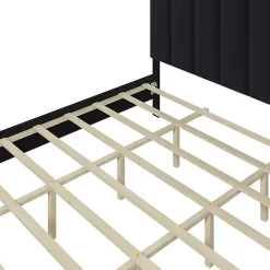 Black Modern Tufted Platform King Bed