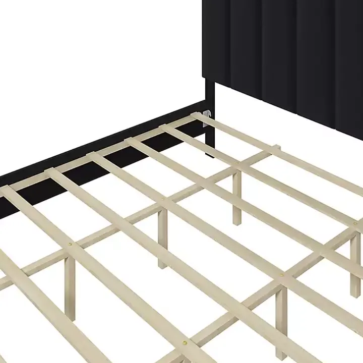 Black Modern Tufted Platform King Bed