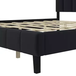 Black Modern Tufted Platform King Bed