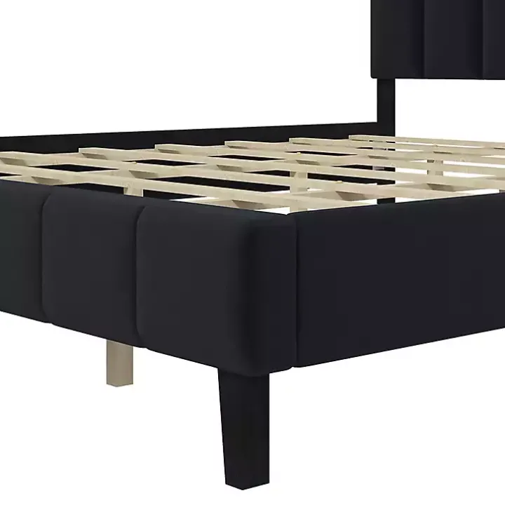 Black Modern Tufted Platform King Bed